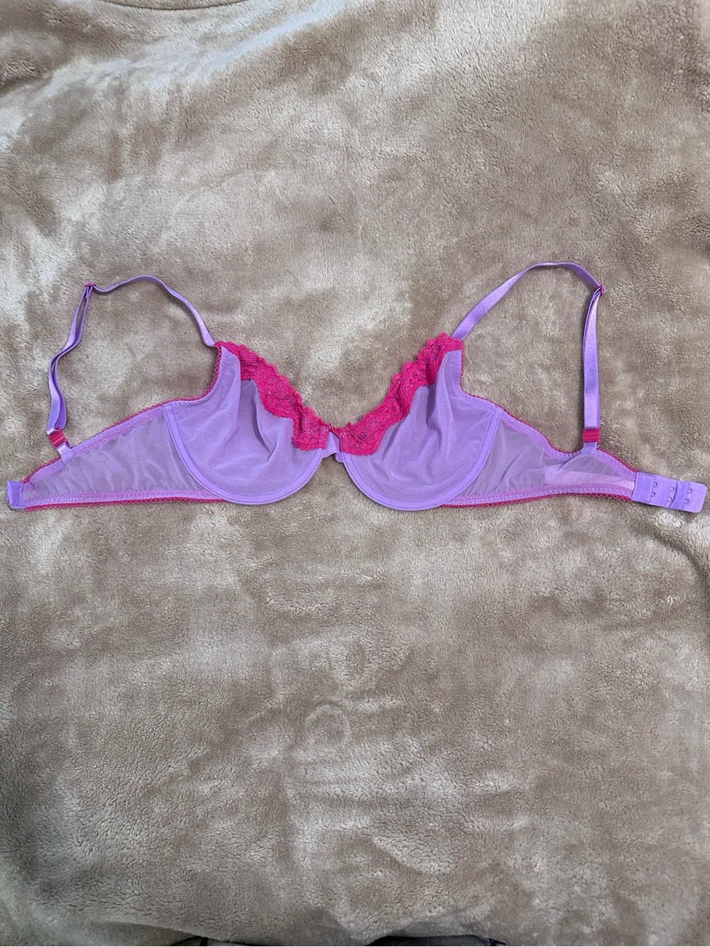 Purple & Hot Pink Lace Underwire Bra - Women's Intimates